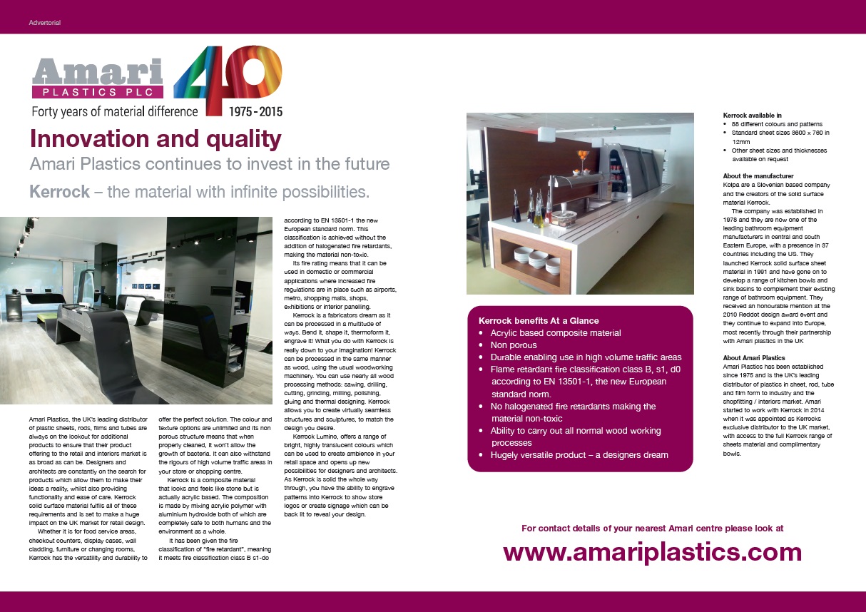 Amari Plastics advert - The Art of Design Magazine